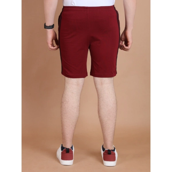 Men's Casual Cotton Striped Above knee Shorts (Maroon) - S