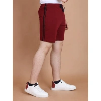 Men's Casual Cotton Striped Above knee Shorts (Maroon) - S