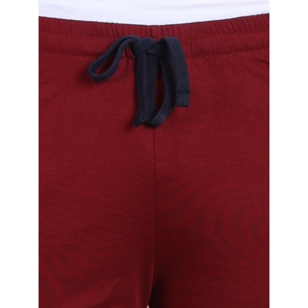 Men's Casual Cotton Striped Above knee Shorts (Maroon) - S