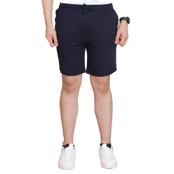 Men's Casual Cotton Striped Above knee Shorts (Navy) - S