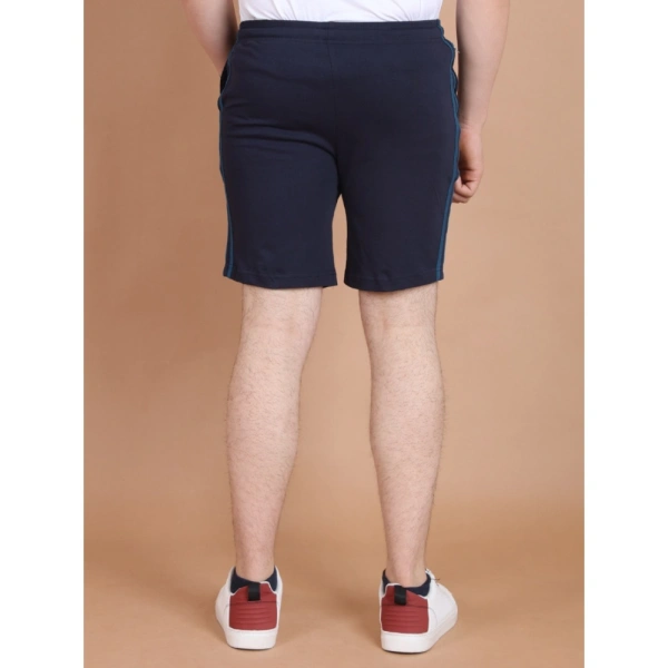 Men's Casual Cotton Striped Above knee Shorts (Navy) - S