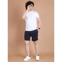 Men's Casual Cotton Striped Above knee Shorts (Navy) - S