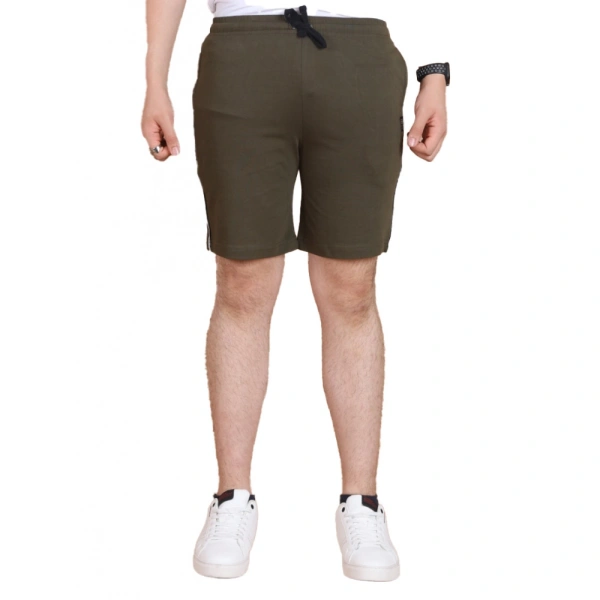 Men's Casual Cotton Striped Above knee Shorts (Olive) - XL
