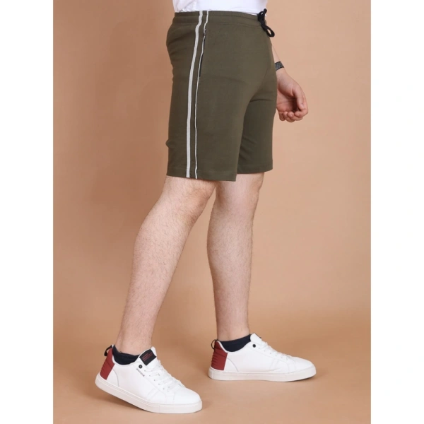 Men's Casual Cotton Striped Above knee Shorts (Olive) - XL