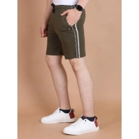 Men's Casual Cotton Striped Above knee Shorts (Olive) - XL