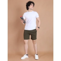 Men's Casual Cotton Striped Above knee Shorts (Olive) - XL