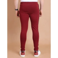 Men's Casual Cotton Striped Full Length Track Pant (Maroon) - S