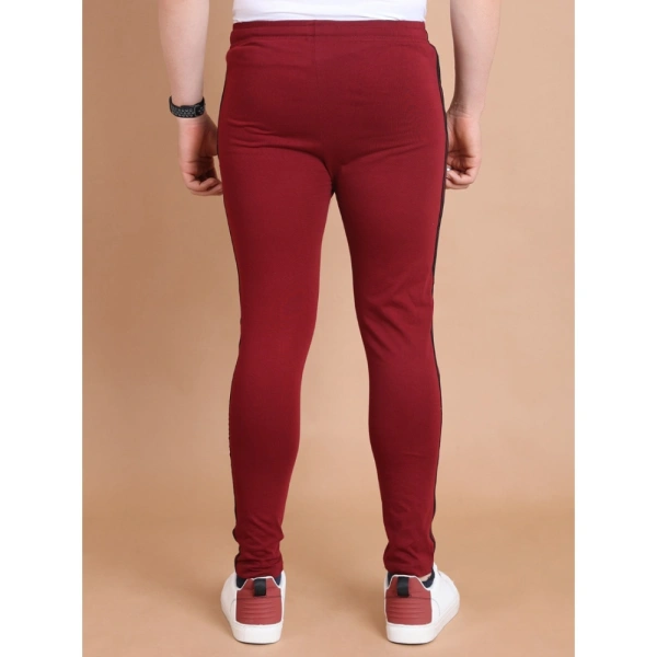 Men's Casual Cotton Striped Full Length Track Pant (Maroon) - S