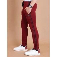 Men's Casual Cotton Striped Full Length Track Pant (Maroon) - S