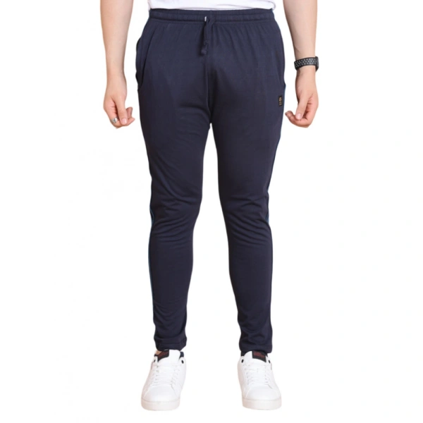Men's Casual Cotton Striped Full Length Track Pant (Navy) - S