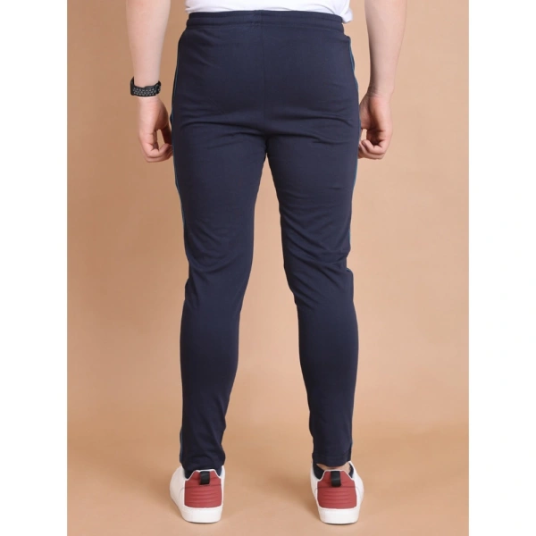 Men's Casual Cotton Striped Full Length Track Pant (Navy) - S