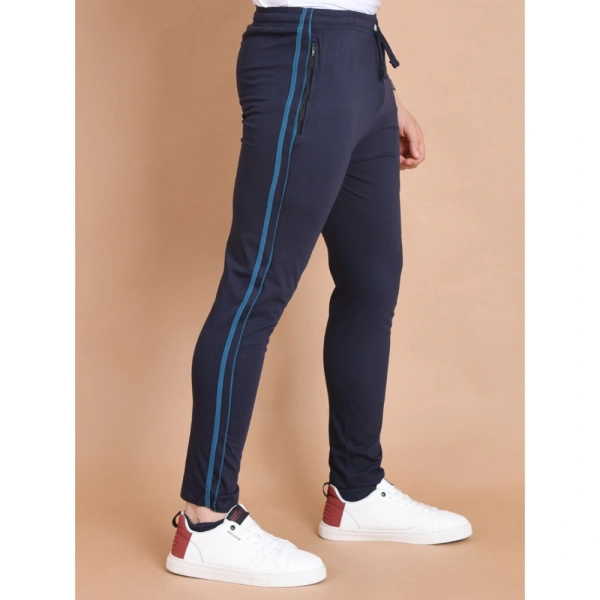Men's Casual Cotton Striped Full Length Track Pant (Navy) - S