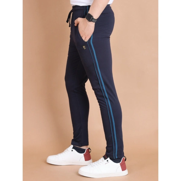 Men's Casual Cotton Striped Full Length Track Pant (Navy) - S