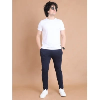 Men's Casual Cotton Striped Full Length Track Pant (Navy) - S