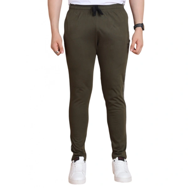 Men's Casual Cotton Striped Full Length Track Pant (olive) - XL