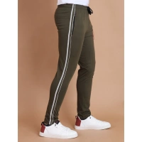 Men's Casual Cotton Striped Full Length Track Pant (olive) - XL