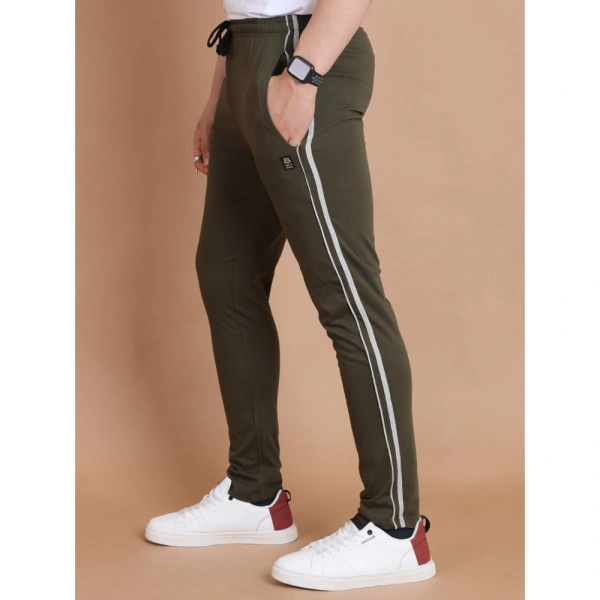 Men's Casual Cotton Striped Full Length Track Pant (olive) - XL