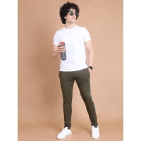 Men's Casual Cotton Striped Full Length Track Pant (olive) - XL