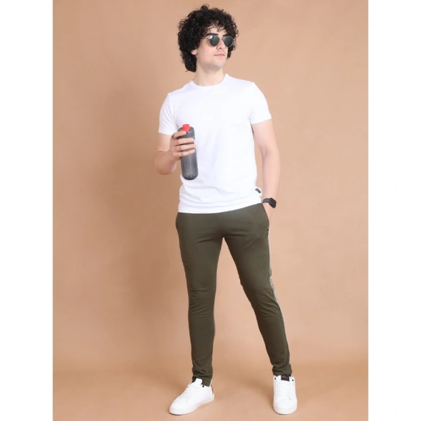 Men's Casual Cotton Striped Full Length Track Pant (olive) - XL