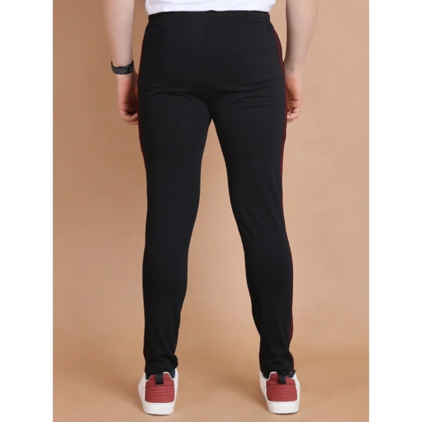 Men's Casual Cotton Striped Full Length Track Pant (Black) - S