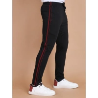 Men's Casual Cotton Striped Full Length Track Pant (Black) - S