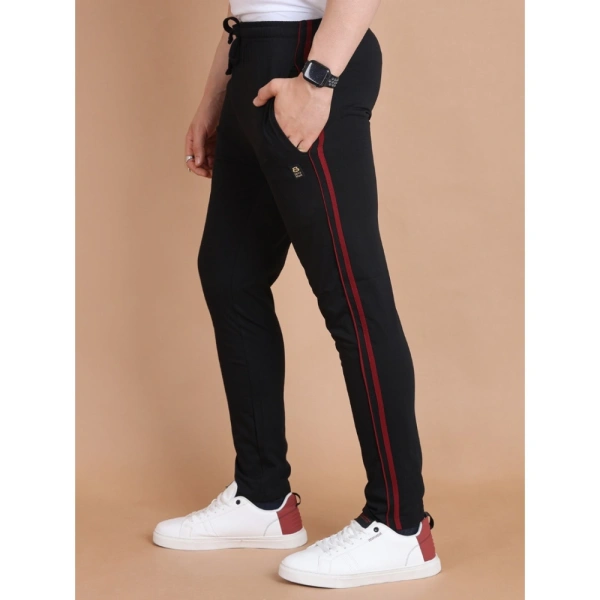 Men's Casual Cotton Striped Full Length Track Pant (Black) - S