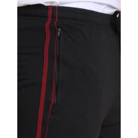 Men's Casual Cotton Striped Full Length Track Pant (Black) - S