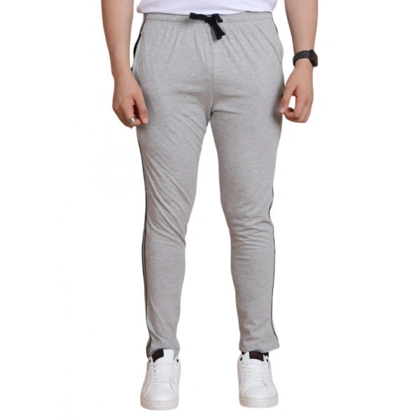 Men's Casual Cotton Striped Full Length Track Pant (Greymelange) - XL