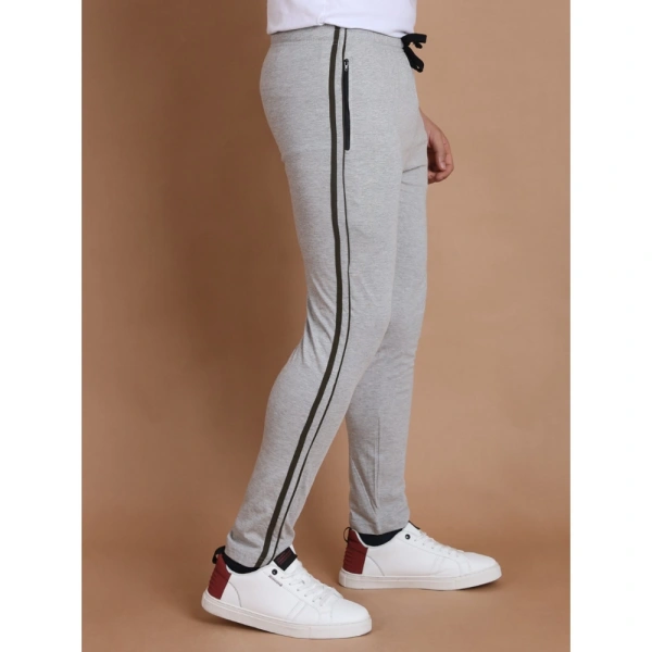 Men's Casual Cotton Striped Full Length Track Pant (Greymelange) - XL