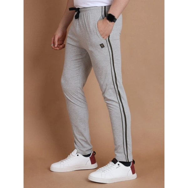 Men's Casual Cotton Striped Full Length Track Pant (Greymelange) - XL