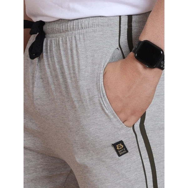 Men's Casual Cotton Striped Full Length Track Pant (Greymelange) - XL