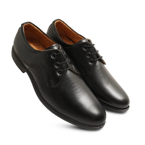 Men's Casual Faux Leather Solid Lace-Up Formal Shoes (Black) - 8