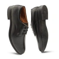 Men's Casual Faux Leather Solid Lace-Up Formal Shoes (Black) - 8