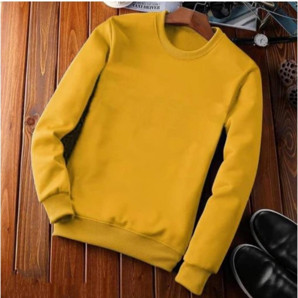 Men's Casual Fleece Solid Round Neck Long Sleeves Sweatshirt (Orange) - XL
