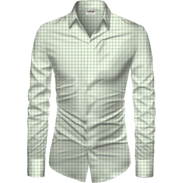 Men's Casual Floral Printed Cotton Blend Unstitched Shirt Fabric 1.6 Mtrs (Green)