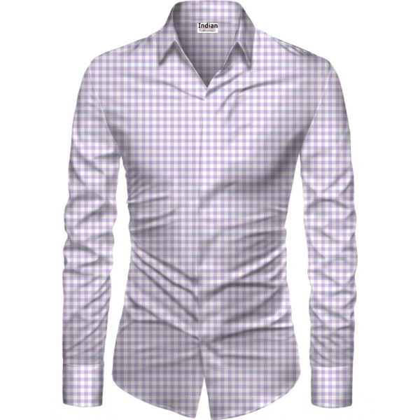 Men's Casual Floral Printed Cotton Blend Unstitched Shirt Fabric 1.6 Mtrs (Purple)