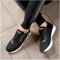 Men's Casual Mesh Lace-ups Casual Shoes (Black) - 7