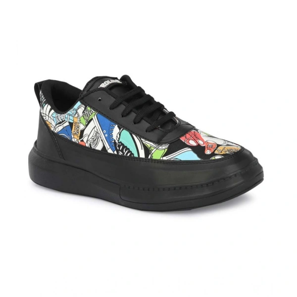 Men's Casual Synthetic Printed Lace-Up Shoes (Black) - 10