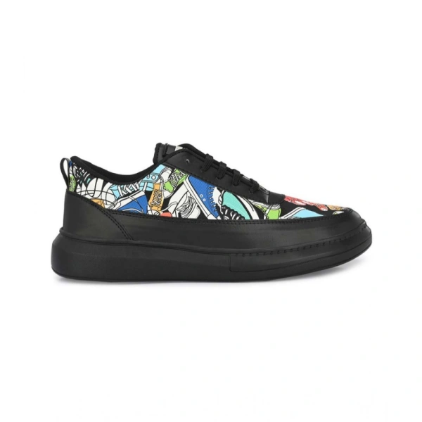 Men's Casual Synthetic Printed Lace-Up Shoes (Black) - 10