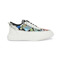 Men's Casual Synthetic Printed Lace-Up Shoes (White) - 7