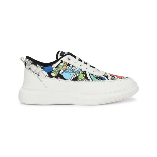 Men's Casual Synthetic Printed Lace-Up Shoes (White) - 7