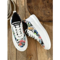 Men's Casual Synthetic Printed Lace-Up Shoes (White) - 7