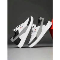 Men's Casual Synthetic Solid Lace-Up Shoes (Black) - 8