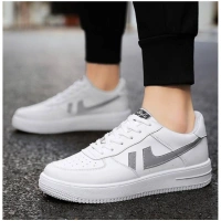 Men's Casual Synthetic Solid Lace-Up Shoes (White) - 9