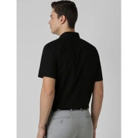 Men's Cotton Blend Solid Half-Sleeve Regular Shirt (Black) - M