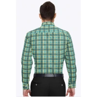 Men's Cotton Blended Checked Full Sleeve Shirt (Green-Yellow) - M