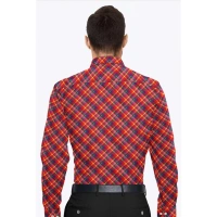 Men's Cotton Blended Checked Full Sleeve Shirt (Red) - L