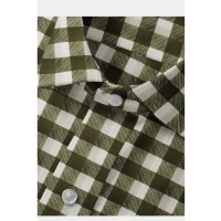 Men's Cotton Blended Checked Full Sleeve Shirt (White-Green) - XL