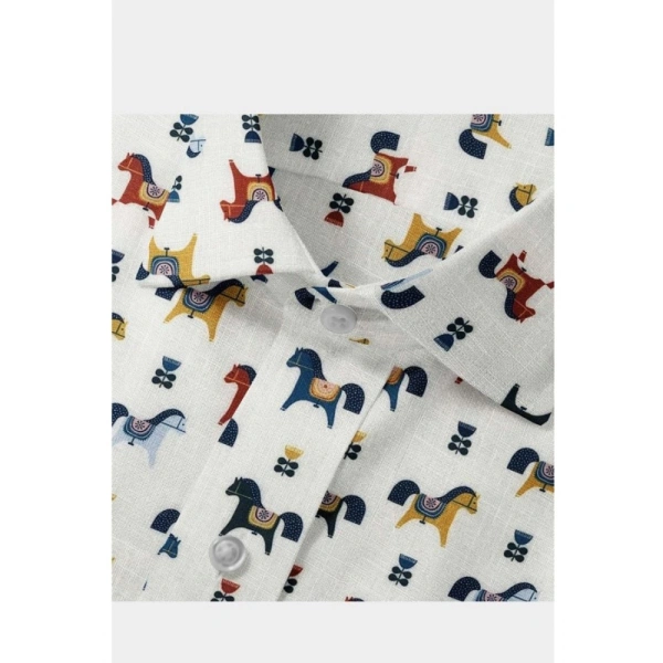 Men's Cotton Blended Printed Full Sleeve Shirt (Multicolor) - M