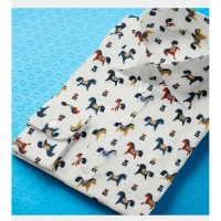 Men's Cotton Blended Printed Full Sleeve Shirt (Multicolor) - M